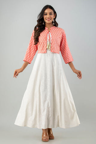 Juniper Women's White Pink Rayon Printed Flared Dress - Distacart