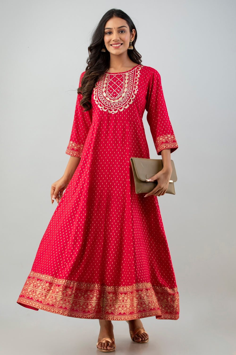 Juniper Women's Red Rayon Printed Flared Dress - Distacart