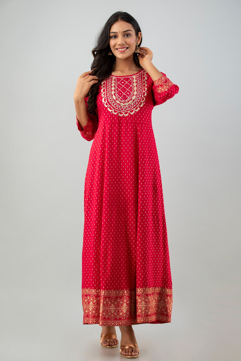 Juniper Women's Red Rayon Printed Flared Dress - Distacart