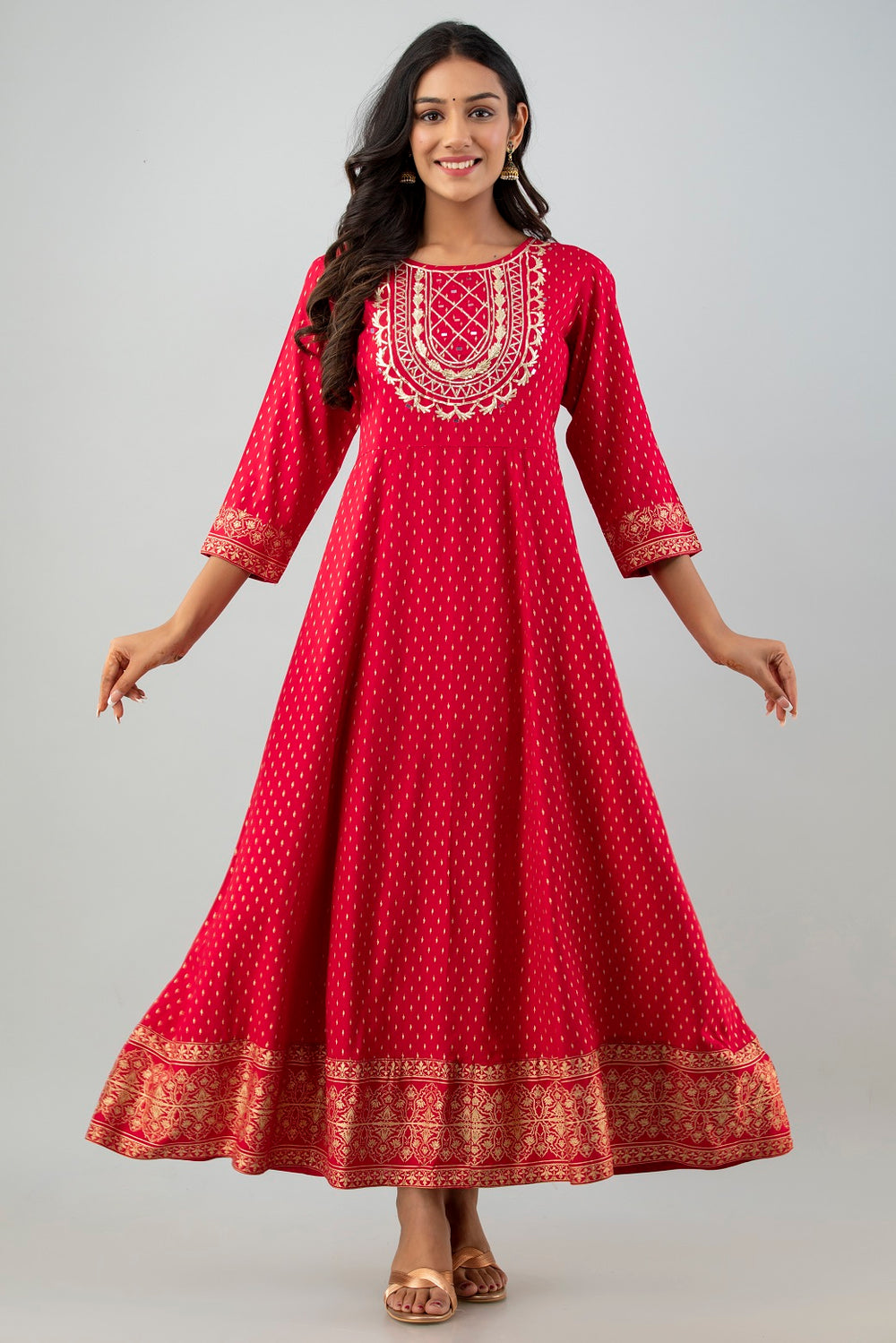 Juniper Women's Red Rayon Printed Flared Dress - Distacart