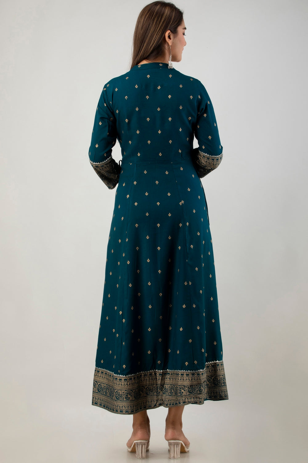 Juniper Women's Teal Rayon Printed Flared Dress - Distacart