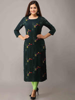 Thumbnail for Kalini Women Green Printed Thread Work Kurta - Distacart