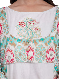 Thumbnail for Kalini Women White Floral Printed Thread Work Kurta - Distacart