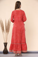 Thumbnail for Juniper Women's Maroon Printed Embroidered Mirror Work Sequin Cotton Flared Dress - Distacart