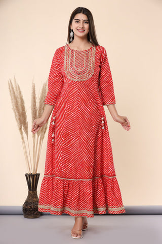 Juniper Women's Maroon Printed Embroidered Mirror Work Sequin Cotton Flared Dress - Distacart