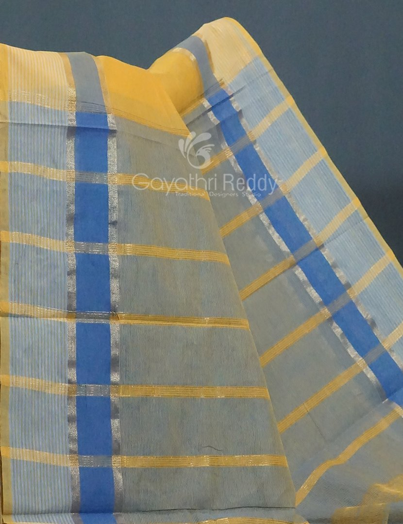 Dual Shades of Yellow With Contrast Blouse Pure Mangalgiri Cotton By Gayathri Reddy Designer Studio - Distacart