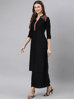 Thumbnail for Khushal K Women Black Geometric Thread Work Kurta - Distacart