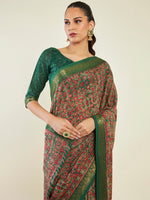 Thumbnail for Soch Floral Printed Zari Pure Cotton Saree - Distacart