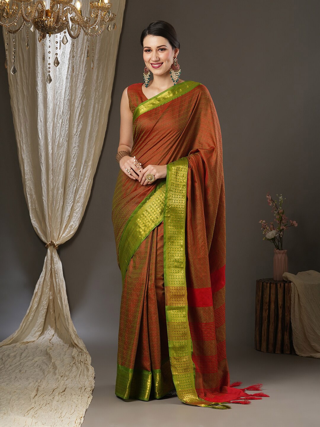 Saree Mall Woven Design Zari Festive Sarees - Distacart