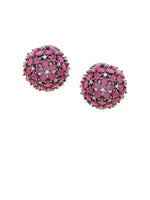 Thumbnail for Shoshaa Maroon & Gunmetal-Toned Circular Studs - Distacart