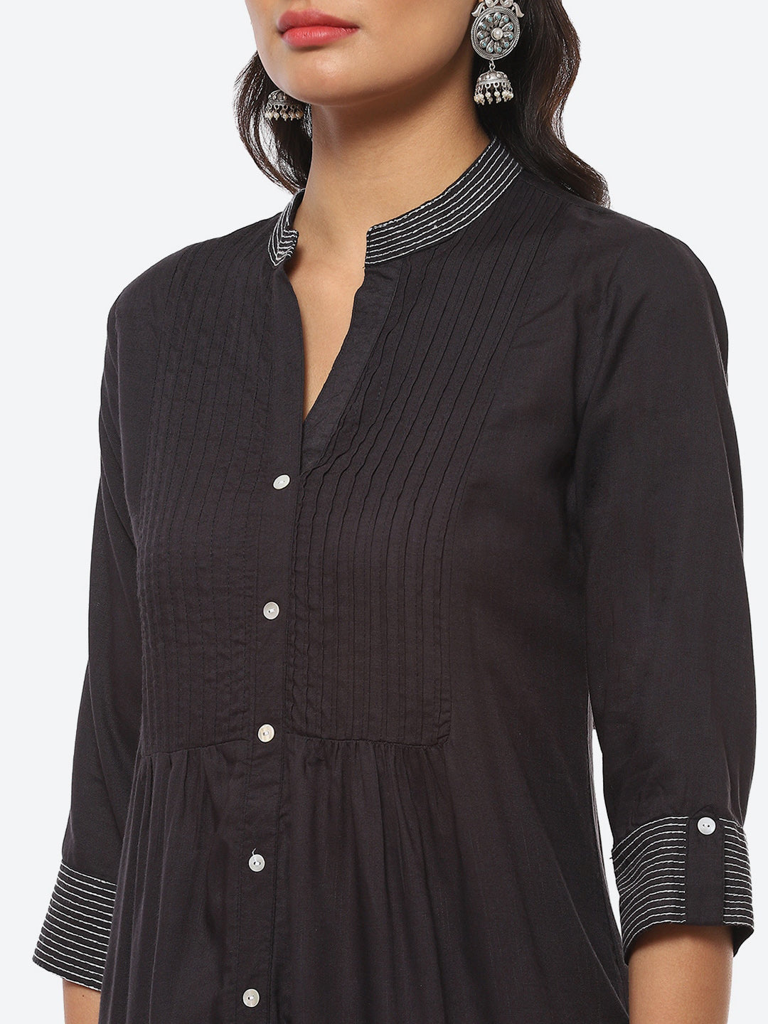 Biba Women Pleated Kurta with Palazzos & Dupatta Set - Distacart