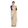Exclusive Collection 100% Pure Cotton Off White Violet Saree With Printed Work - Distacart