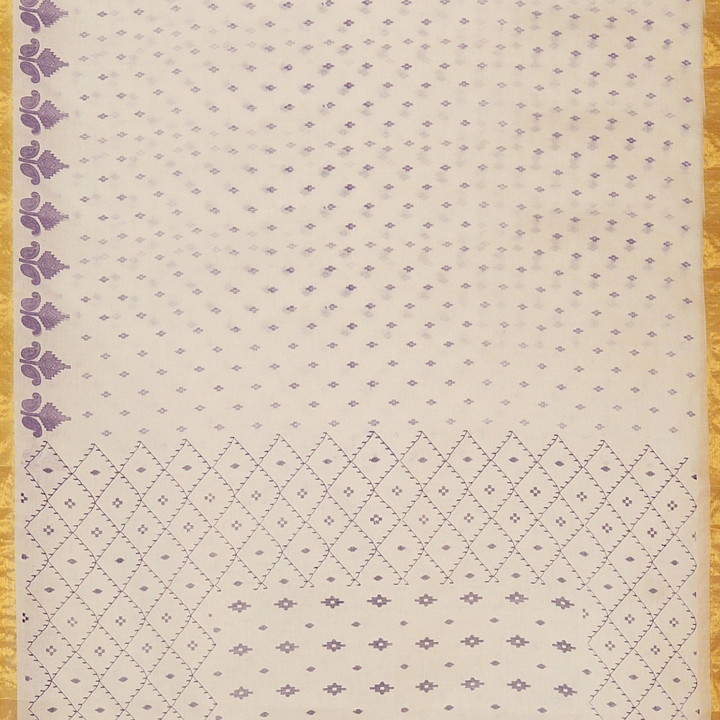 Exclusive Collection 100% Pure Cotton Off White Violet Saree With Printed Work - Distacart