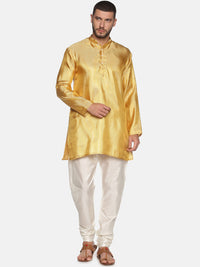 Thumbnail for Sethukrishna Men Gold-Toned & White Kurta with Churidar - Distacart