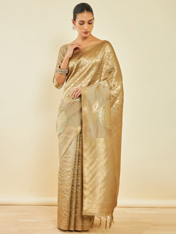 Soch Woven Design Zari Tussar Saree - Distacart