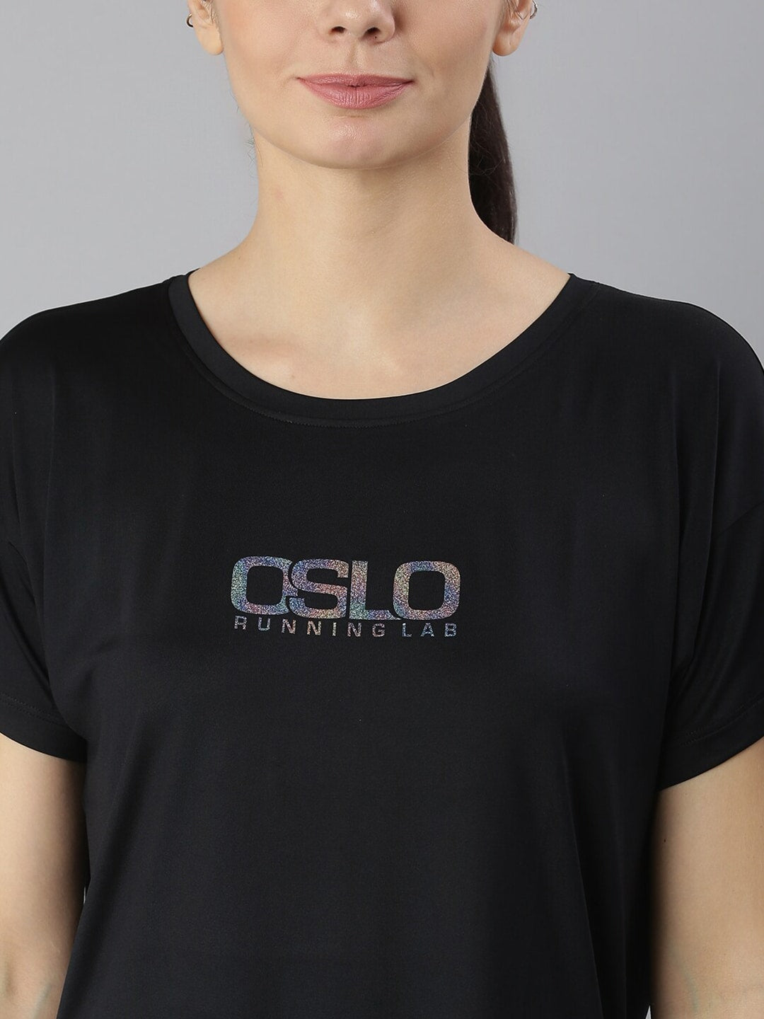 MKH Women Black Typography Extended Sleeves Dri-FIT Sports T-shirt - Distacart