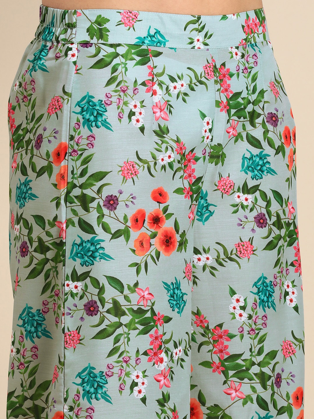 Sangria Women V-Neck Floral Printed Regular Kurta with Palazzos & With Dupatta - Distacart