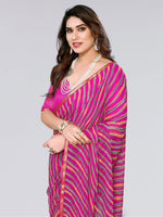 Thumbnail for Kalini Leheriya Zari Poly Chiffon Leheriya Saree - Distacart