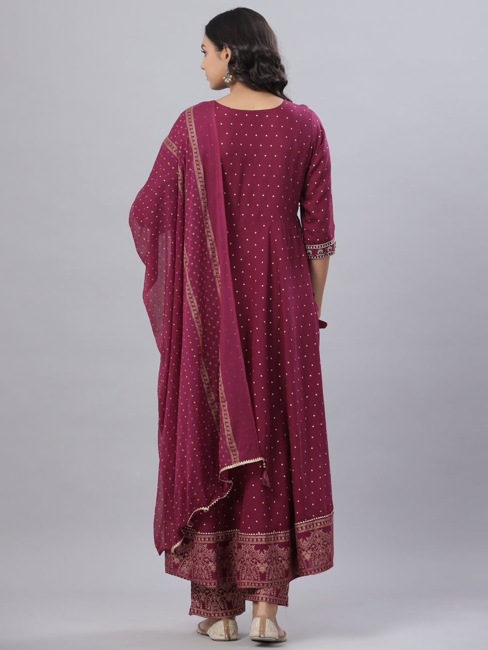 Juniper Women's Mauve Rayon Printed Embroidered A-Line Kurta Pant Set - Distacart