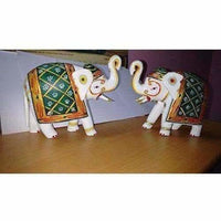 Thumbnail for Kondapalli Handmade Elephants 2 Nos. Multi color Showpiece - Distacart