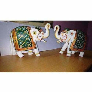 Kondapalli Handmade Elephants 2 Nos. Multi color Showpiece - Distacart