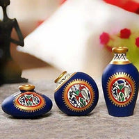 Thumbnail for Hand-Painted Home Decorative Miniature Small Pots Set ( Set of 3 Mini Pots) - Distacart