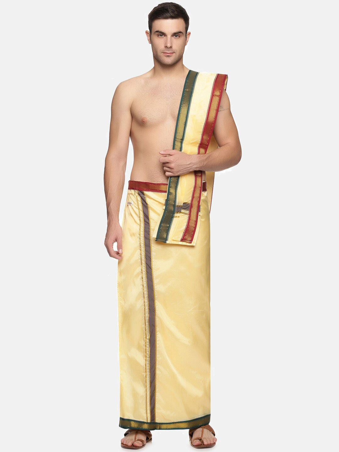 Sethukrishna Men Beige Solid Dhotis - Distacart