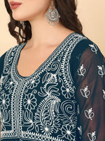 Thumbnail for HERE&NOW Women Chikankari Embroidered Thread Work Georgette Anarkali Kurta - Distacart