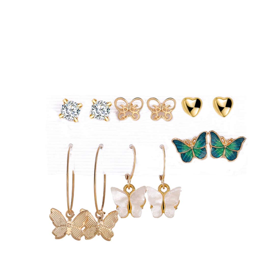 Gold-Plated Alloy Set Of 6 Designer Earrings - The Pari - Distacart