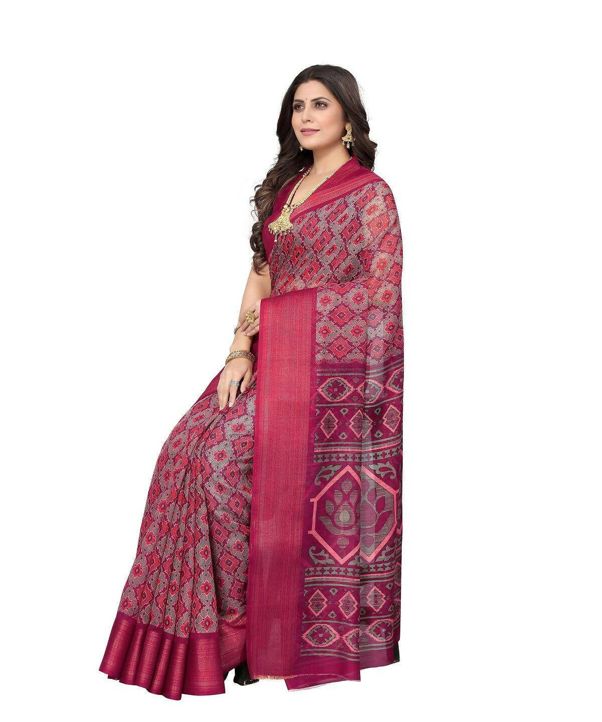 Vamika Cotton Pink Jari Border Bollywood Style Saree (VASU PINK) - Distacart