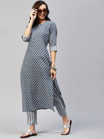 Thumbnail for Kalini Women Floral Printed Notched Neck Kurta with Trousers - Distacart