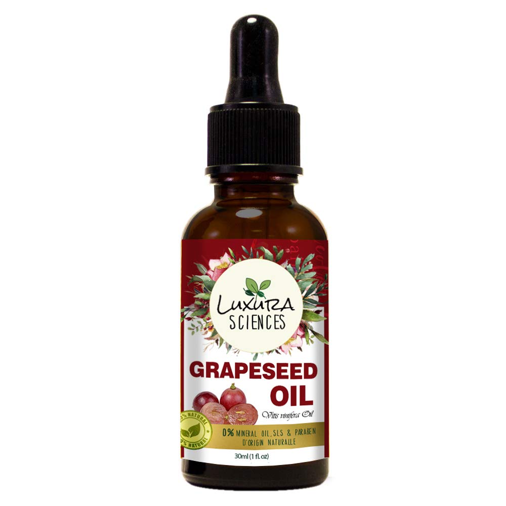 Luxura Sciences Organic Grape Seed Oil, 100% Pure, Natural & Cold-Pressed For Skin, Hair, Body - Distacart