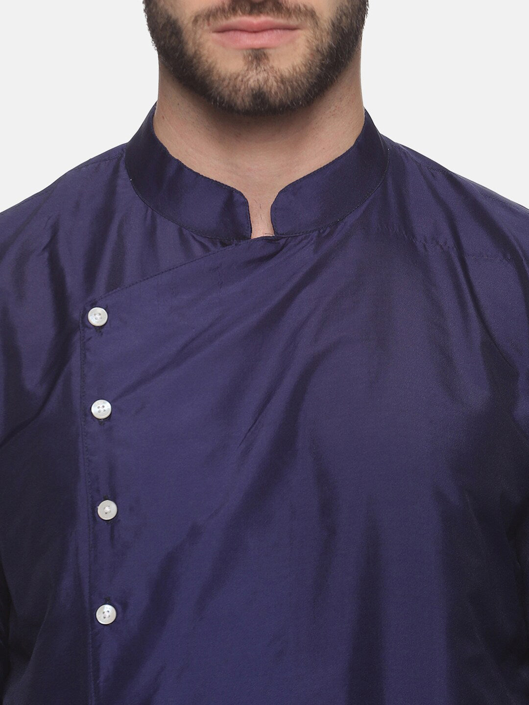 Sethukrishna Men Navy Blue Angrakha Kurta with Dhoti Pants - Distacart