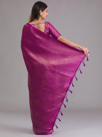 Thumbnail for Koskii Purple & Gold-Toned Woven Design Zari Saree - Distacart