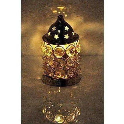 Brass Akhand Diya -Diamond Crystal Deepak - Oil Lamp - Distacart