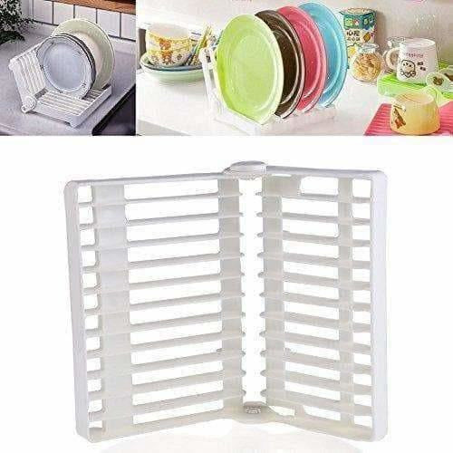 Folding Plastic Kitchen Dish Rack Stand Plate Holder for Bowls Plates - 2 Slots - Distacart