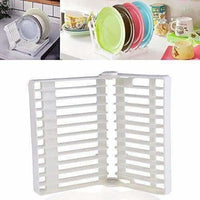 Thumbnail for Folding Plastic Kitchen Dish Rack Stand Plate Holder for Bowls Plates - 2 Slots - Distacart