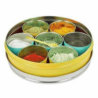Thumbnail for Stainless Steel Made Masala Box Spice Box Masala Dabba Container With Glass Lid 7 Compartments With 1 Spoon - Distacart