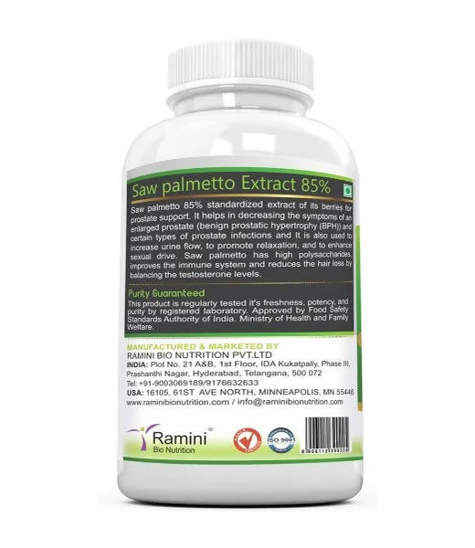 Ramini Bio Nutrition Saw Palmetto 160mg Veg Capsules - Distacart