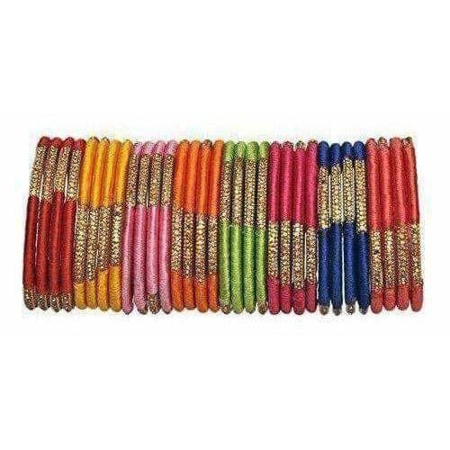 Beautiful Designer Multicolour Silk Thread Bangles Set - Distacart
