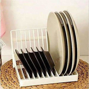 White Color - Folding Plastic Kitchen Dish Rack Stand Plate Holder - 2 Piece - Distacart