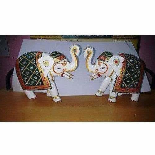 Kondapalli Handmade Elephants 2 Nos. Multi color Showpiece - Distacart