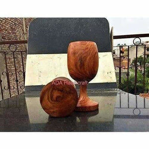 Handmade Sheesham Wooden Glass - Set of 6 - Distacart