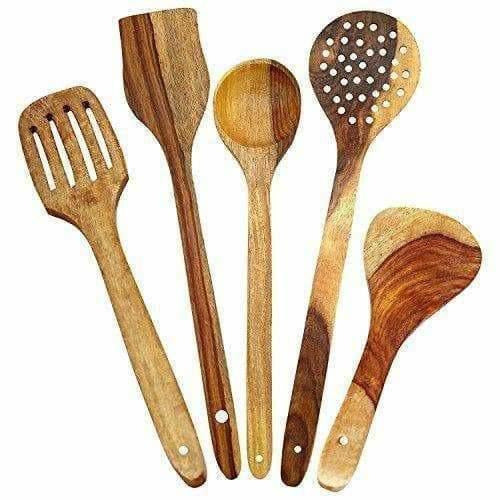 Wooden Cooking Spoon Set For Non Stick - Spatulas,Ladles & Dining Table - Kitchen Tools - Distacart