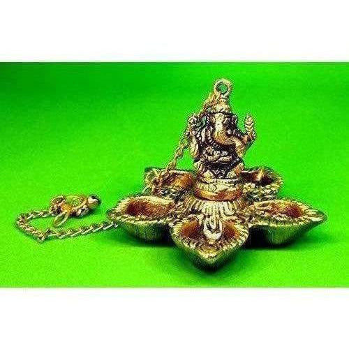 Hanging Ganesh - Handcrafted Golden Polished Brass - Distacart