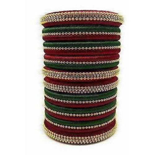 Handmade Silk Thread Bangle Maroon and Green Color - Distacart