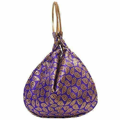 Ethnic Clutch Silk Potli Batwa Pouch Bag with Metal Bead work - Distacart