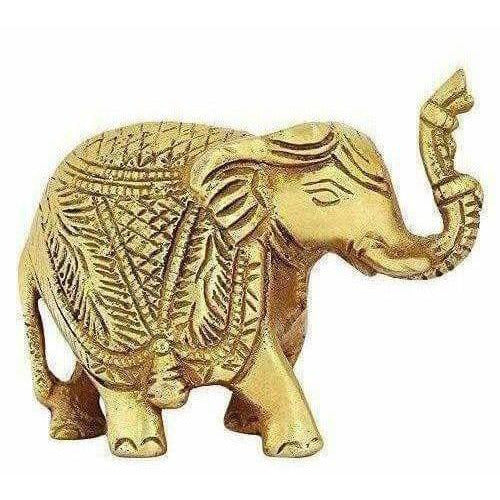 Brass Trunk up Elephant Statues Set of 2 - Showpiece Statue - Distacart