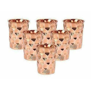 Set OF 6 Hammered Diamond Copper Glass Tumble - Distacart