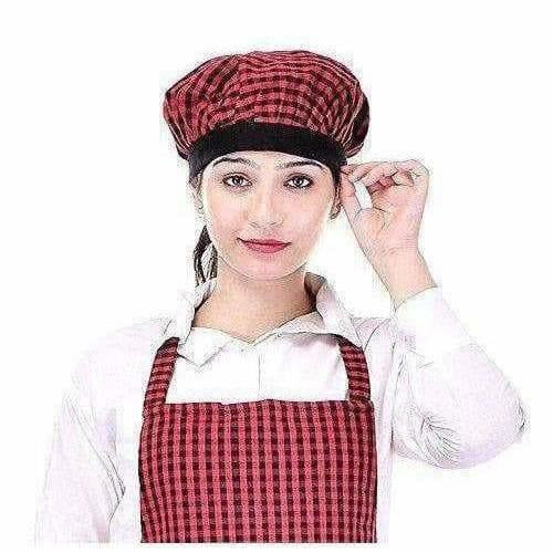 Red And Black Apron With Cap - Distacart